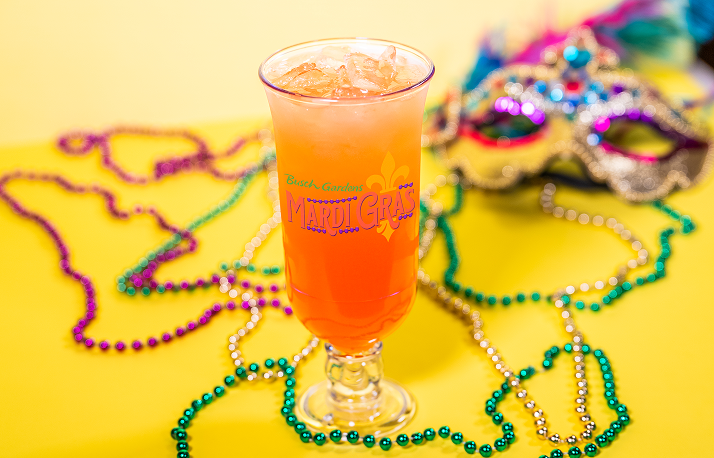 hurricane with mardi gras logo