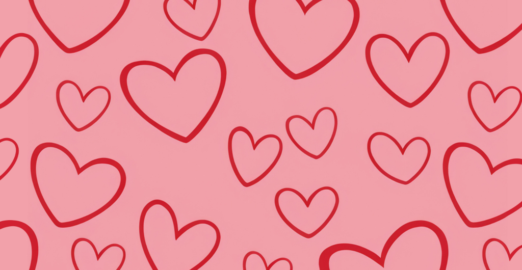 Hearts on a pink background.