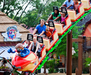 Enjoying Air Grover at Sesame Street Safari of Fun located at Busch Gardens Tampa Bay. 