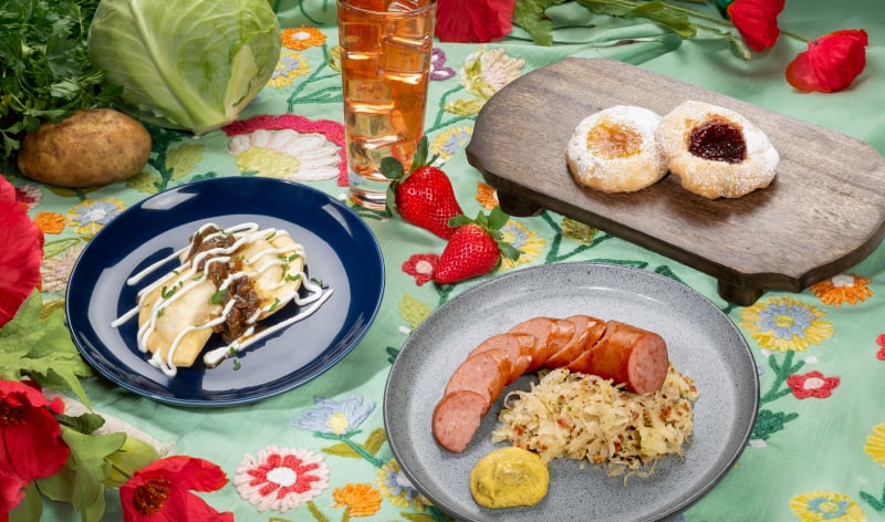 Food offerings at the Poland booth at Busch Gardens Williamsburg Food & Wine festival