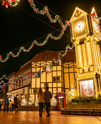 Happy parkgoers enjoying Christmas Town at Busch Gardens Williamsburg.