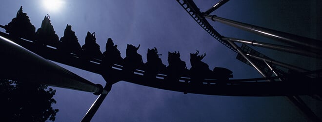Take a ride on a coaster at night at Busch Gardens in Virginia