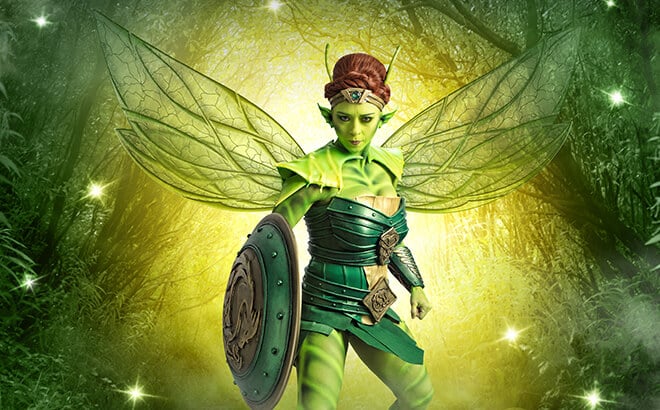 Addie, main character heroine in Battle For Eire action VR ride at Busch Gardens in Virginia
