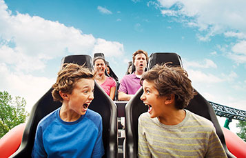 Two kids excited to be riding Verbolten