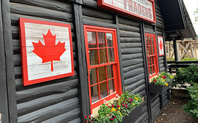 Window flower boxes outside Arcadia Traders at Busch Gardens Williamsburg
