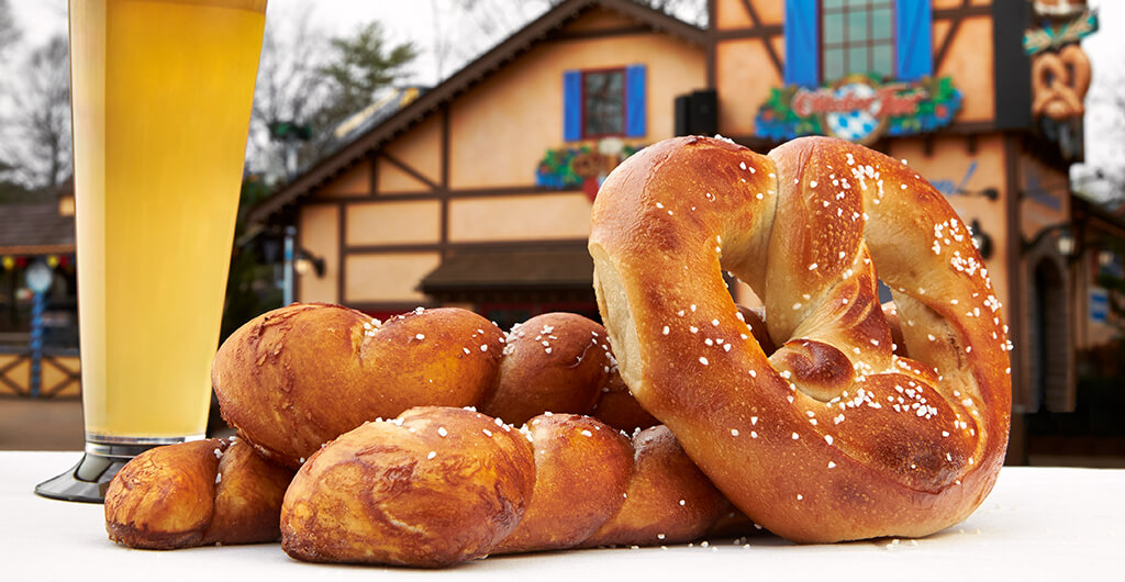 Beer and pretzels at Busch Gardens Williamsburg
